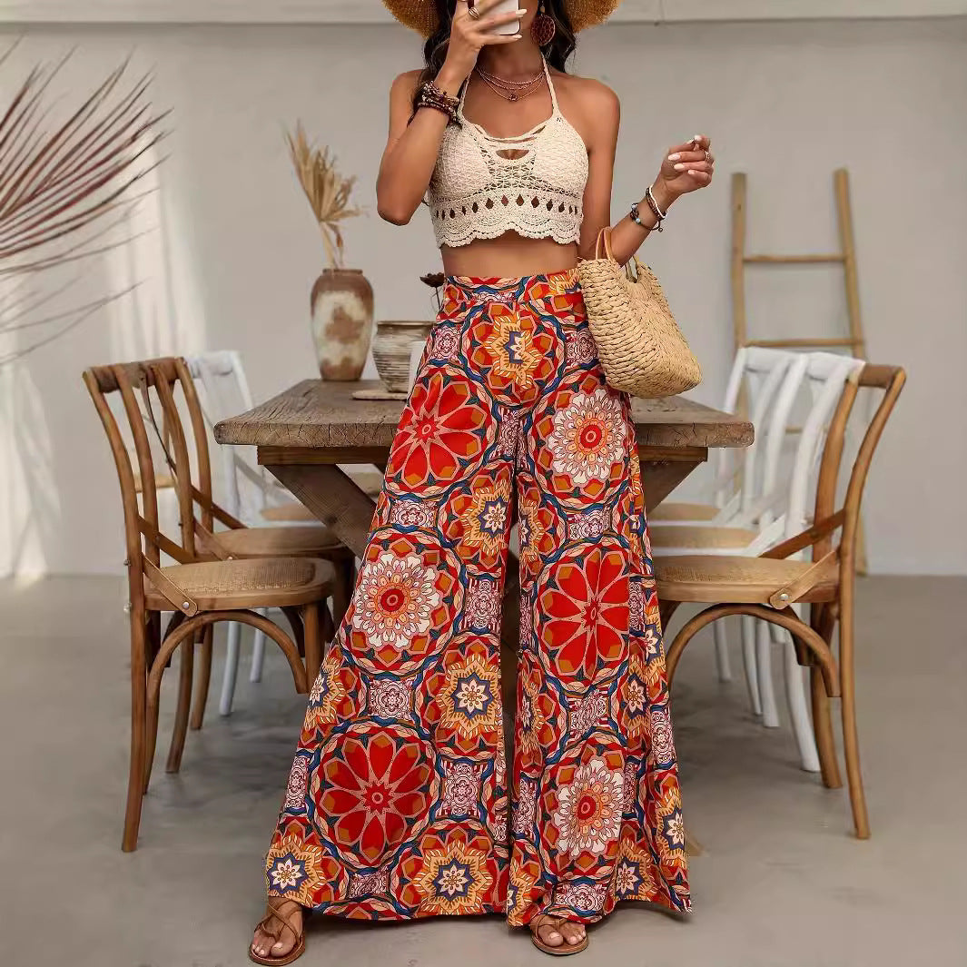 Damen weite Sommerhose mit floralen Muster R&B