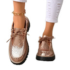 Damen Modische Schnürschuhe mit schimmerndem Schlangenleder-Design R&B