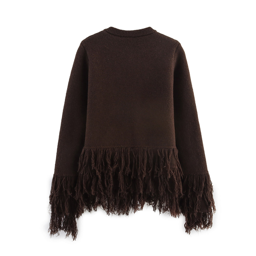 Damen eleganter Cardigan mit fransigen Details R&B