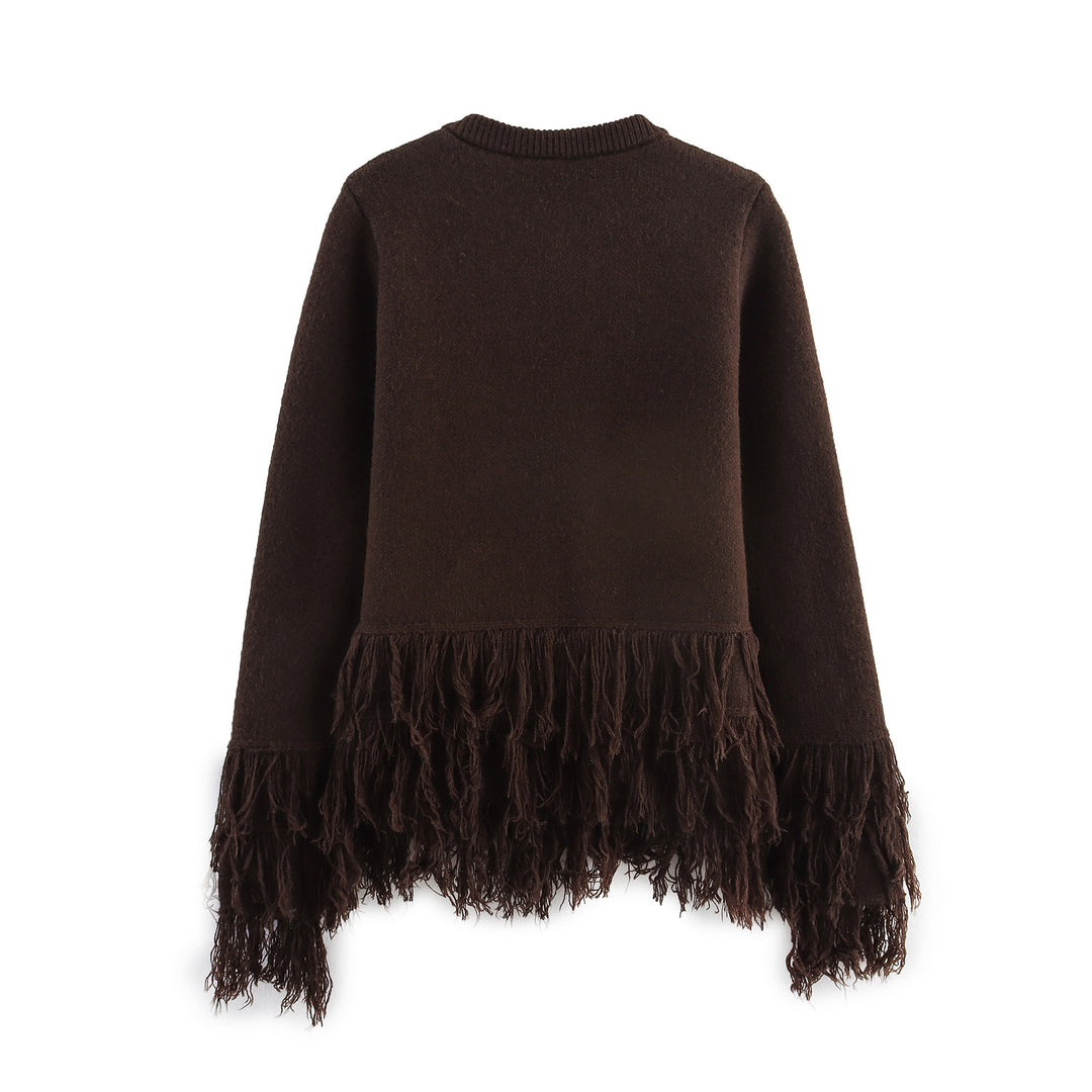 Damen eleganter Cardigan mit fransigen Details R&B
