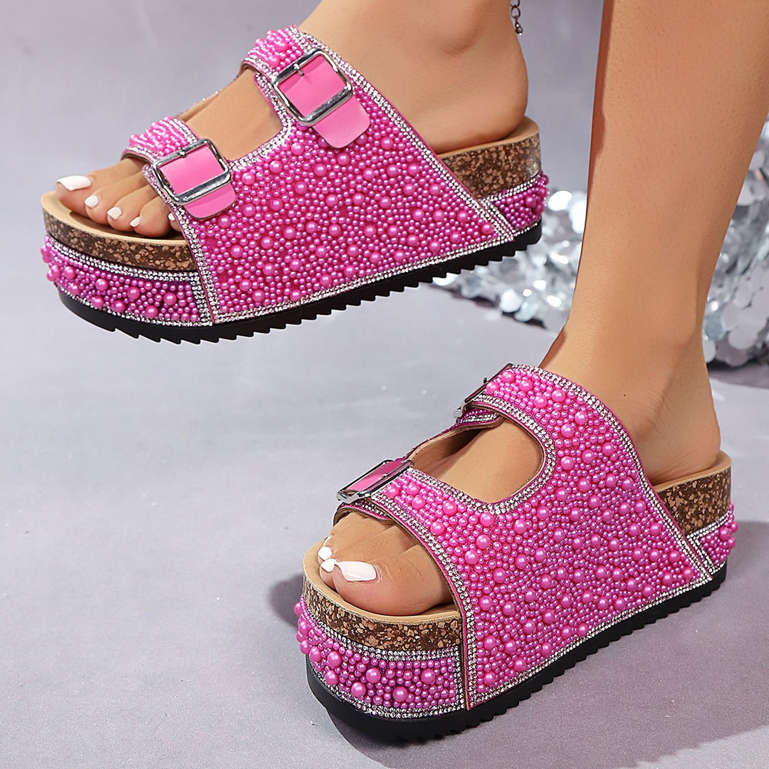 Damen modische Plateausandalen mit glamourösem Riemendesign R&B