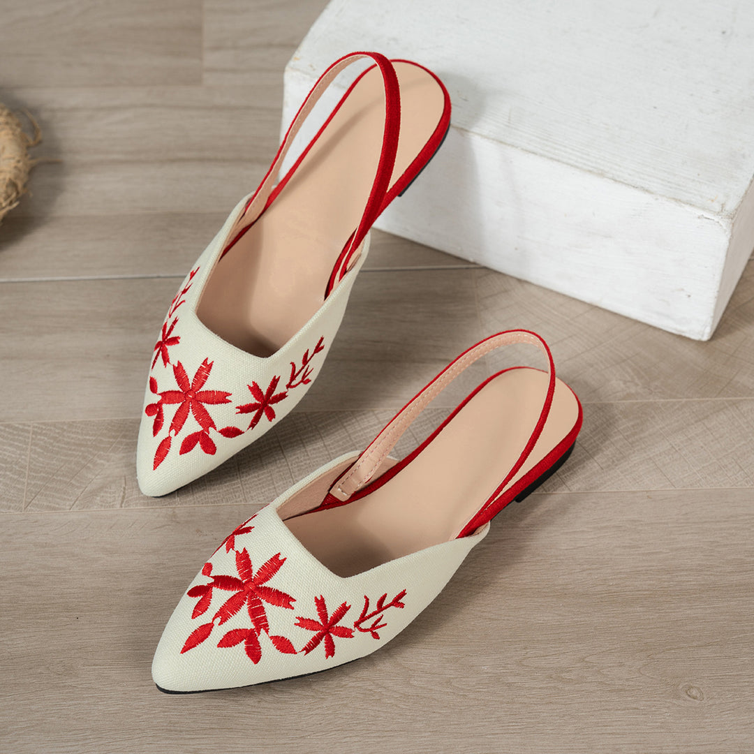 Damen Slingback-Ballerinas mit kunstvoller Stickerei und schickem spitzen Design R&B