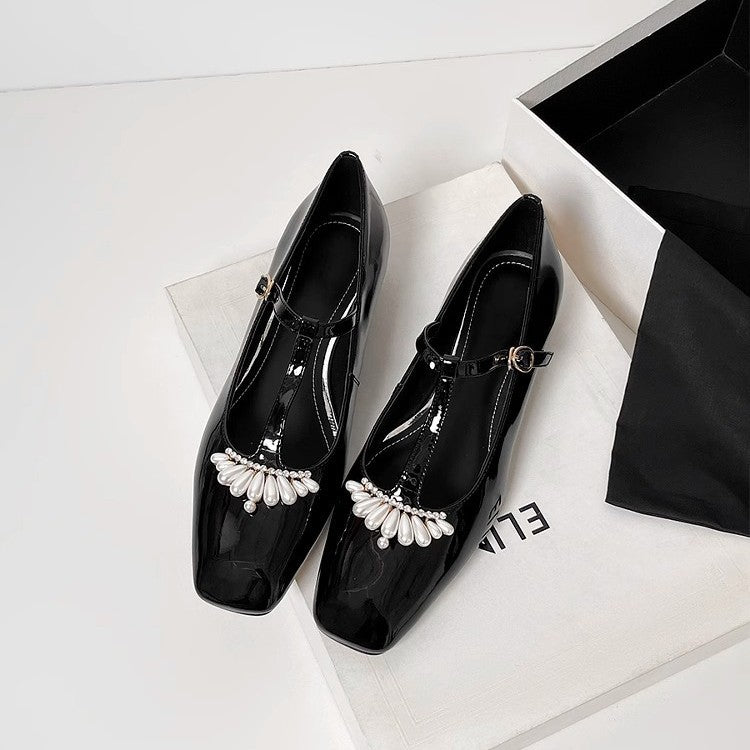 Damen Slingback-Ballerinas mit dekorativen Perlenapplikationen und elegantem Riemen R&B