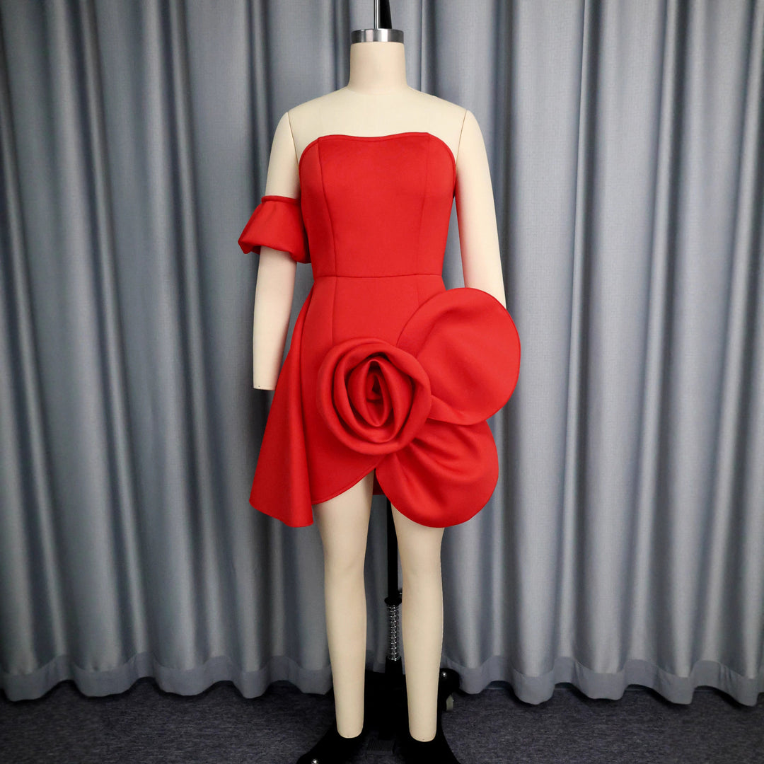 Damen Cocktailkleid mit floraler Drapierung R&B