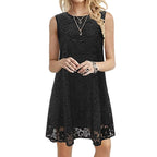 Damen elegantes Spitzenkleid mit A-Linien-Schnitt R&B