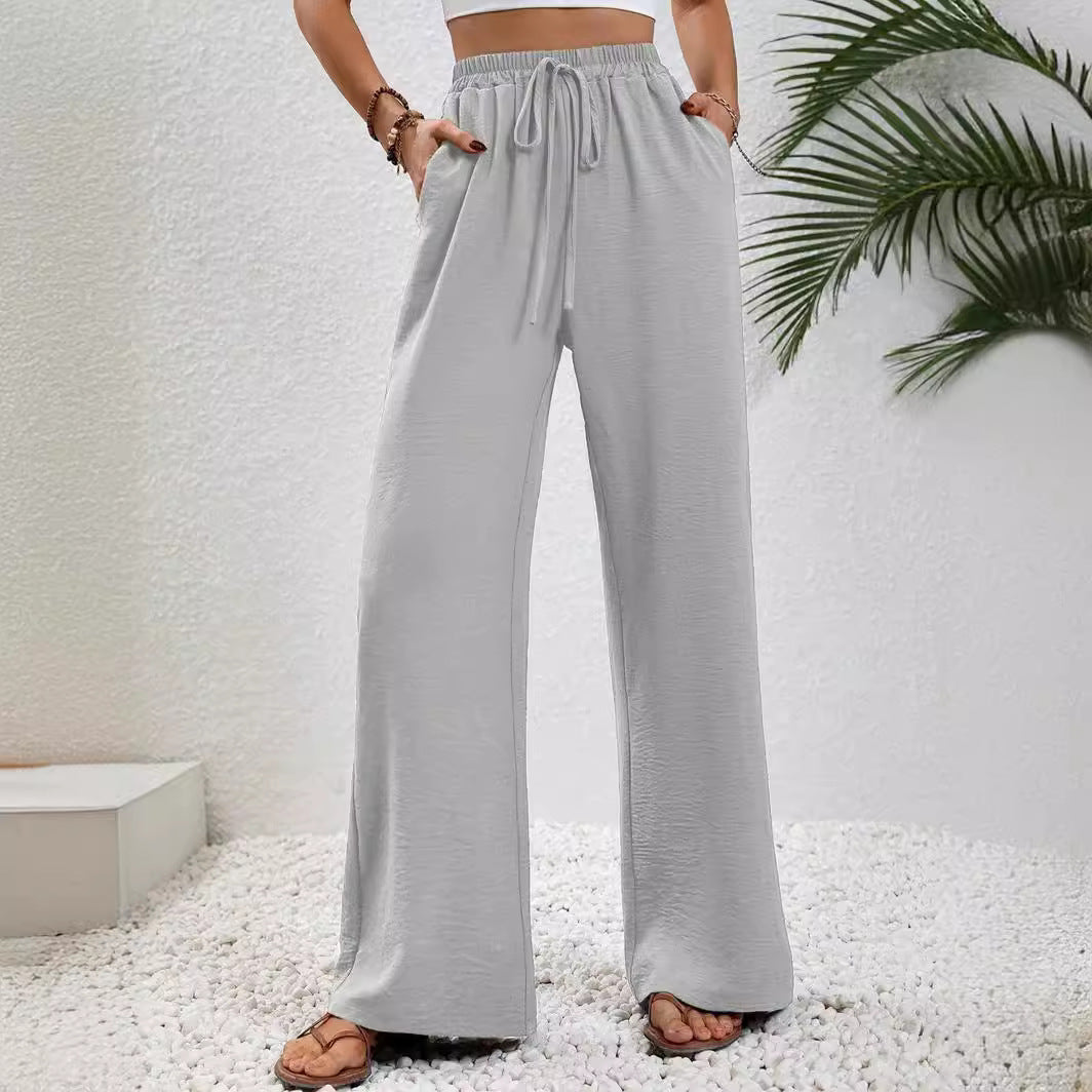 Damen Bequeme leichte Palazzo-Hose mit elastischem Bund und praktischen Taschen R&B