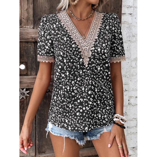 Damen Floral Bestickte Freizeitbluse R&B