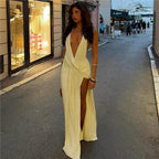 Damen Elegantes Wickelkleid mit tiefem V-Ausschnitt und fließendem Schnitt R&B