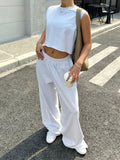 Damen lässiges Crop-Top und weite Freizeithosen Set R&B