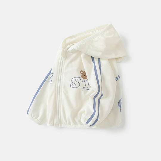 Unisex nan leichte Kapuzen-Sonnenschutz-Windjacke mit elastischen Bündchen R&B