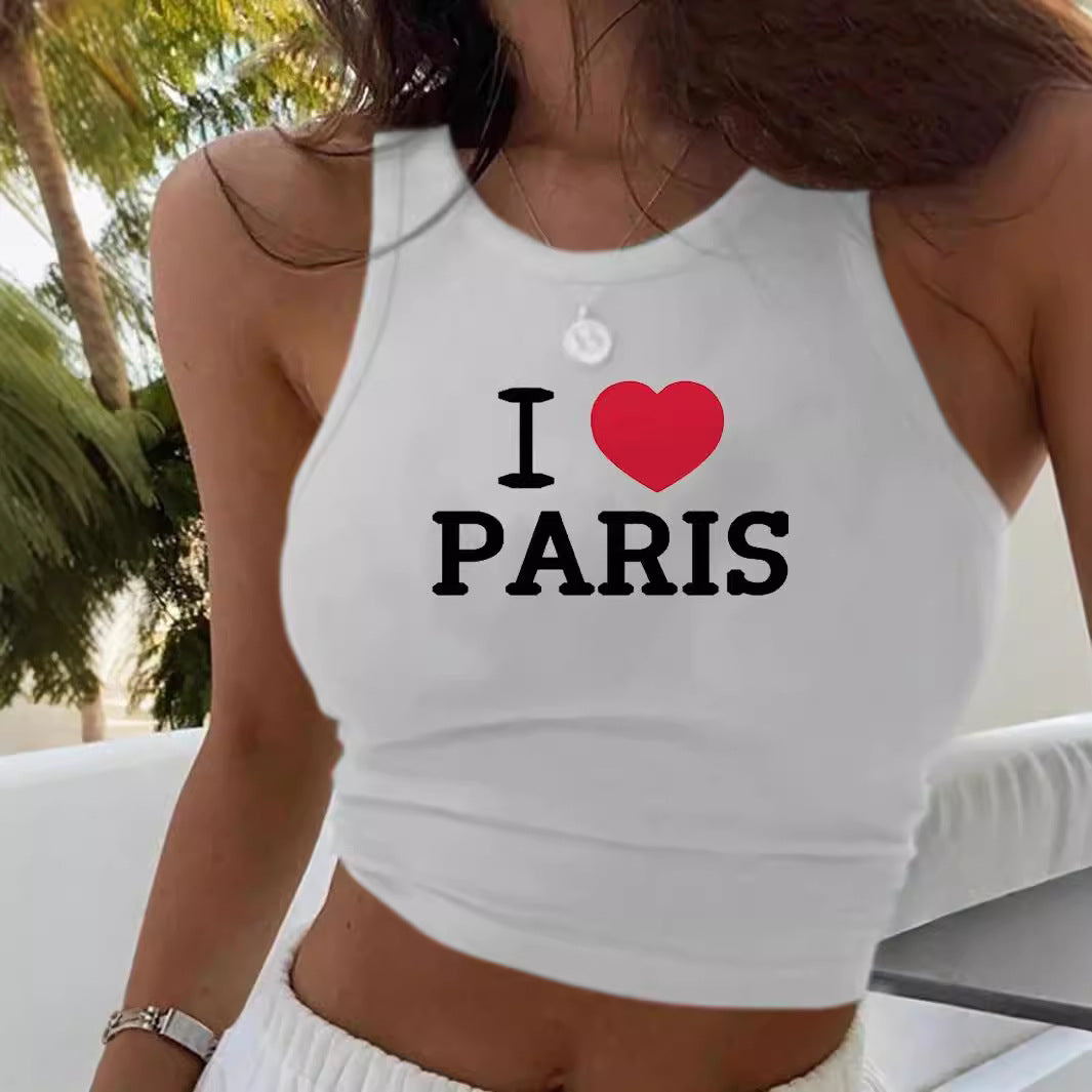 Damen Crop-Top mit modernem Grafikdruck und trendiger Schnalle R&B