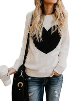 Damen eleganter Strickpullover mit herzförmigem Design und komfortablem Schnitt R&B