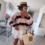 Damen gemütlicher Strickcardigan mit Wellenmuster R&B