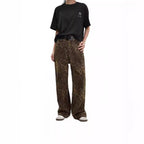 Damen Weit geschnittene Leoprint-Hose mit flexiblem Bund und modischem Design R&B