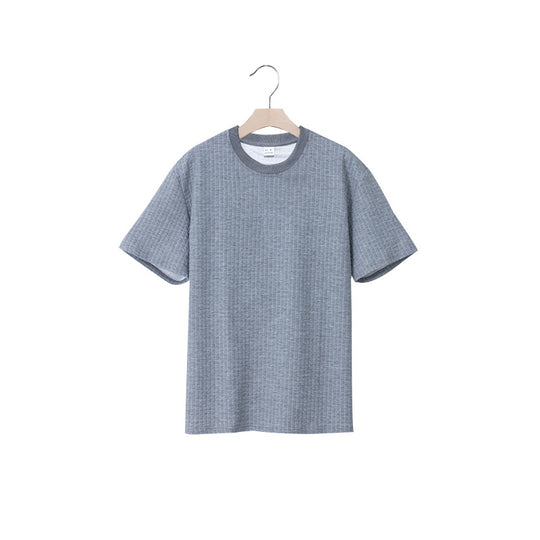 Herren lässiges Rundhals-T-Shirt mit strukturiertem Gewebe R&B