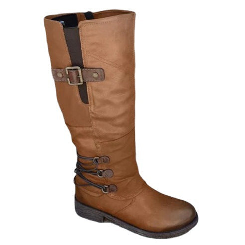 Damen Overknee Stiefel mit modischem Riemendesign und komfortablem Blockabsatz R&B