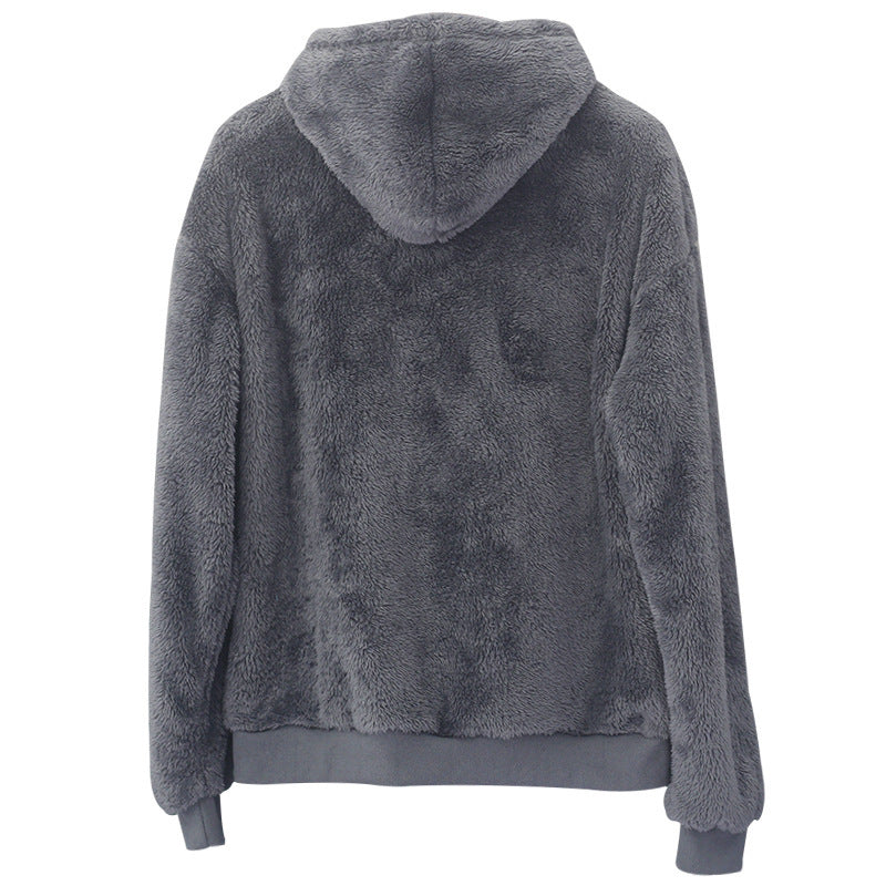 Damen kuscheliger Fleece-Hoodie mit hohen Kragen und Kängurutasche