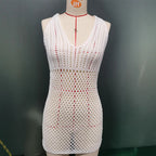 Damen Netzkleid mit tiefem V-Ausschnitt R&B