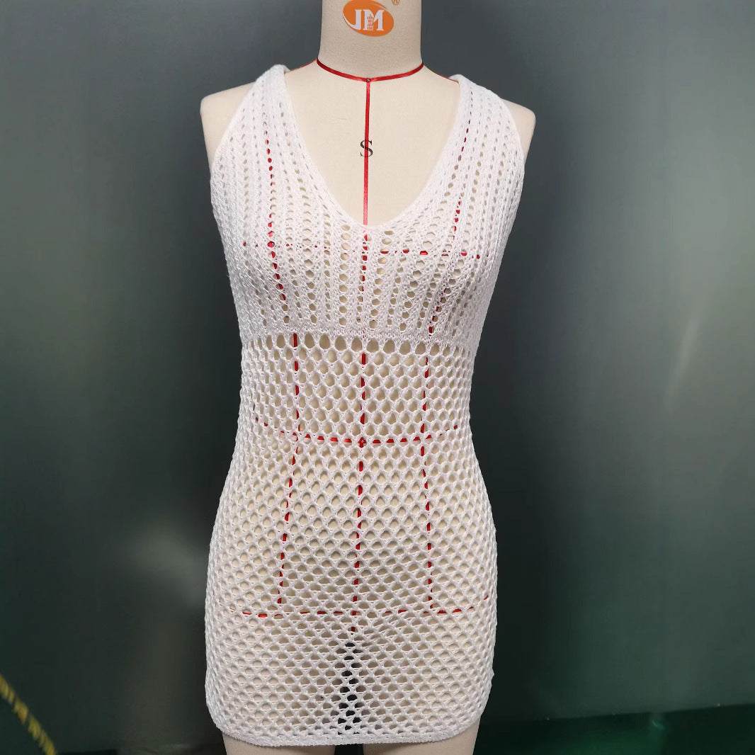 Damen Netzkleid mit tiefem V-Ausschnitt R&B