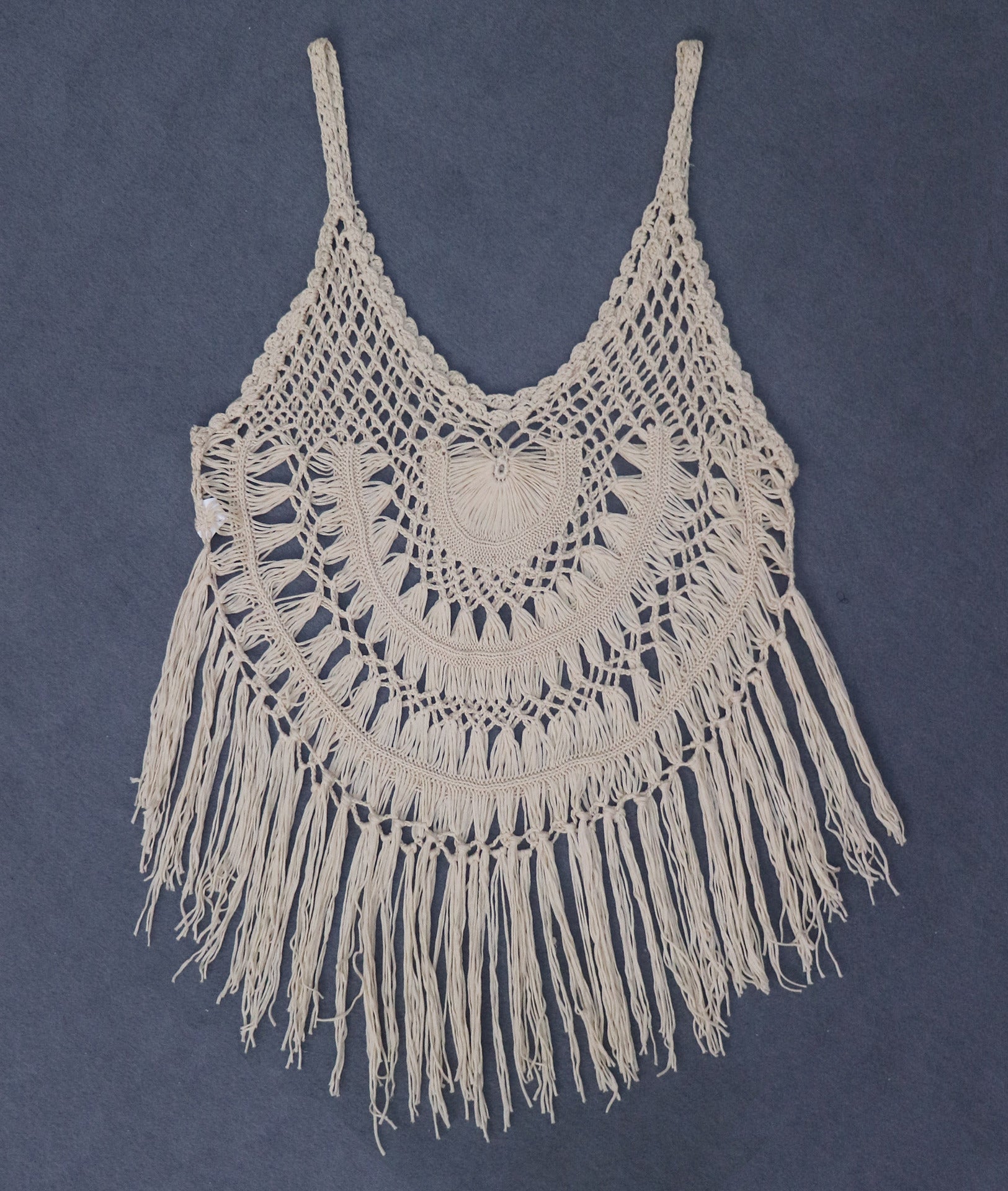 Damen gehäkelter Strandponcho mit Fransen R&B