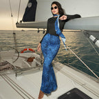 Damen Maxikleid mit trendigem Leopardenmuster und schickem Schal R&B