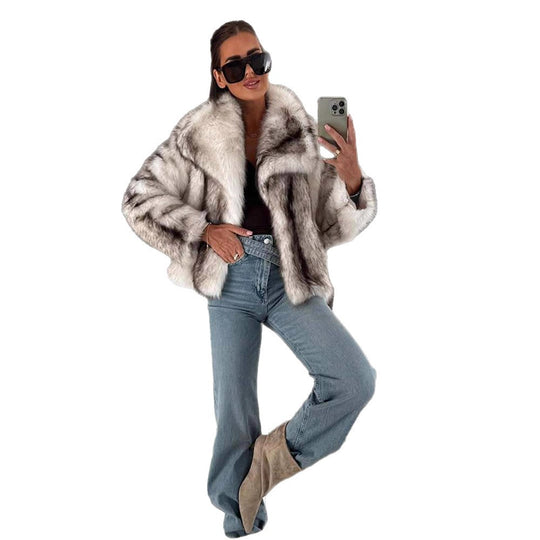 Damen elegante Kunstfelljacke R&B