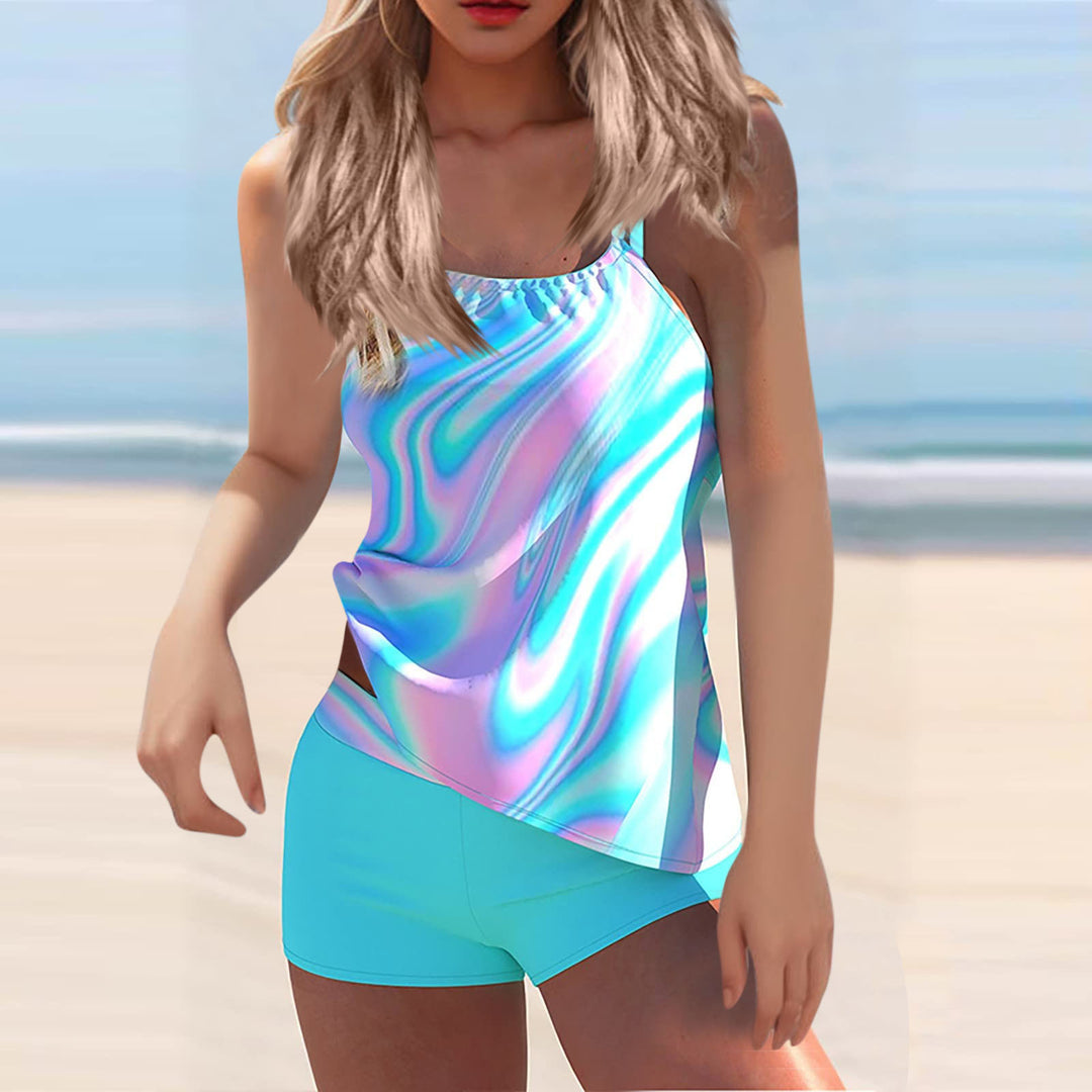 Damen Sportliches Tankini-Set mit stylischem Oberteil und bequemen Shorts R&B