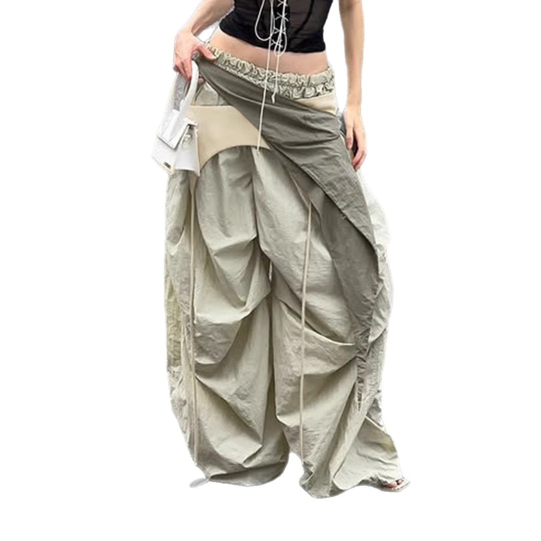 Damen modische High-Waist-Hose mit asymmetrischem Design und seitlichem Bindegurt R&B