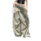 Damen modische High-Waist-Hose mit asymmetrischem Design und seitlichem Bindegurt R&B