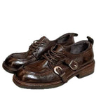 Herren Schnürstiefel mit Dekorativem Riemen von