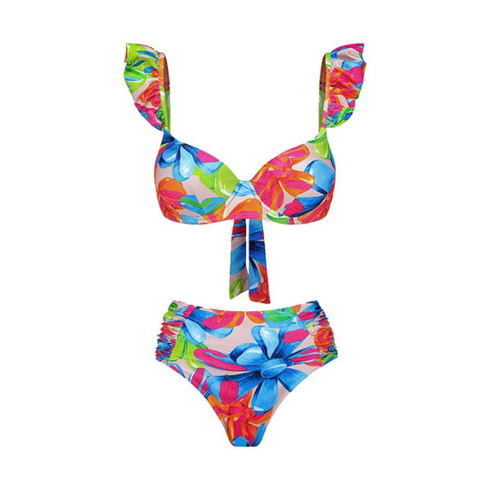 Damen Einteiler Badeanzug mit floralem Cut-Out Design R&B
