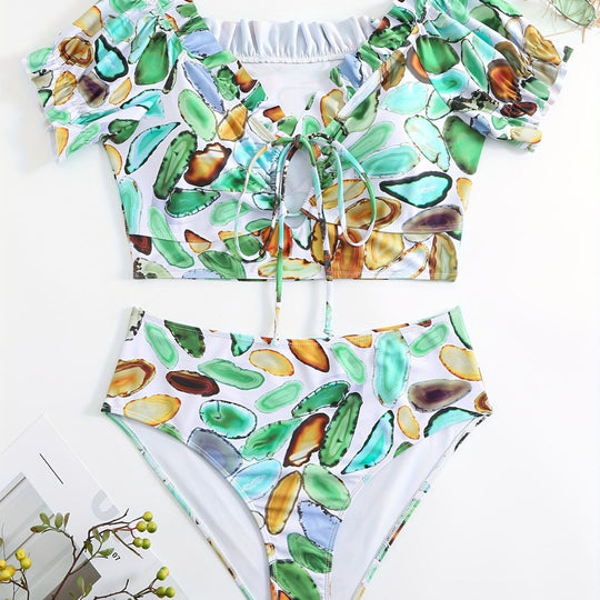 Damen Bikiniset mit raffiniertem Oberteil und hohem Beinausschnitt R&B
