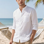 Herren Hemd im eleganten Henley-Stil mit strukturierter Baumwolle R&B