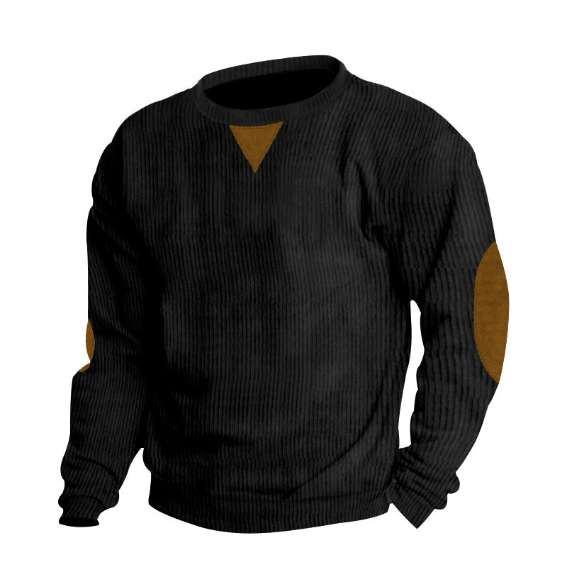 Herren stylischer Feinstrickpullover mit Struktur und modischen Ellenbogen-Patches R&B