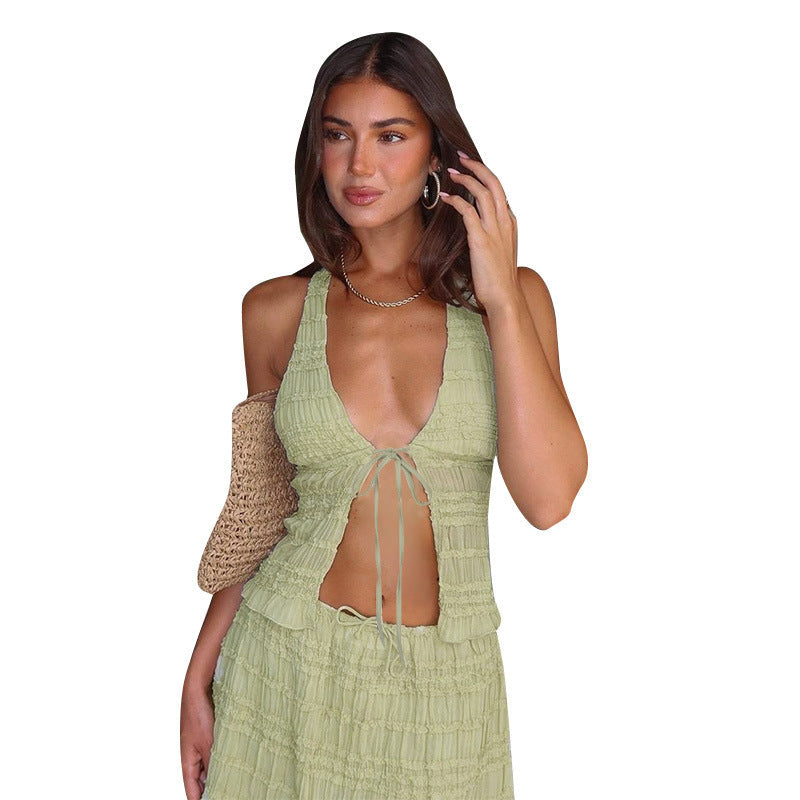 Damen Haltertop mit verspieltem Rüschendesign R&B