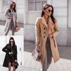 Damen Eleganter Trenchcoat aus hochwertigem Material mit taillierbarem Gürtel und stilvollem Schnitt R&B