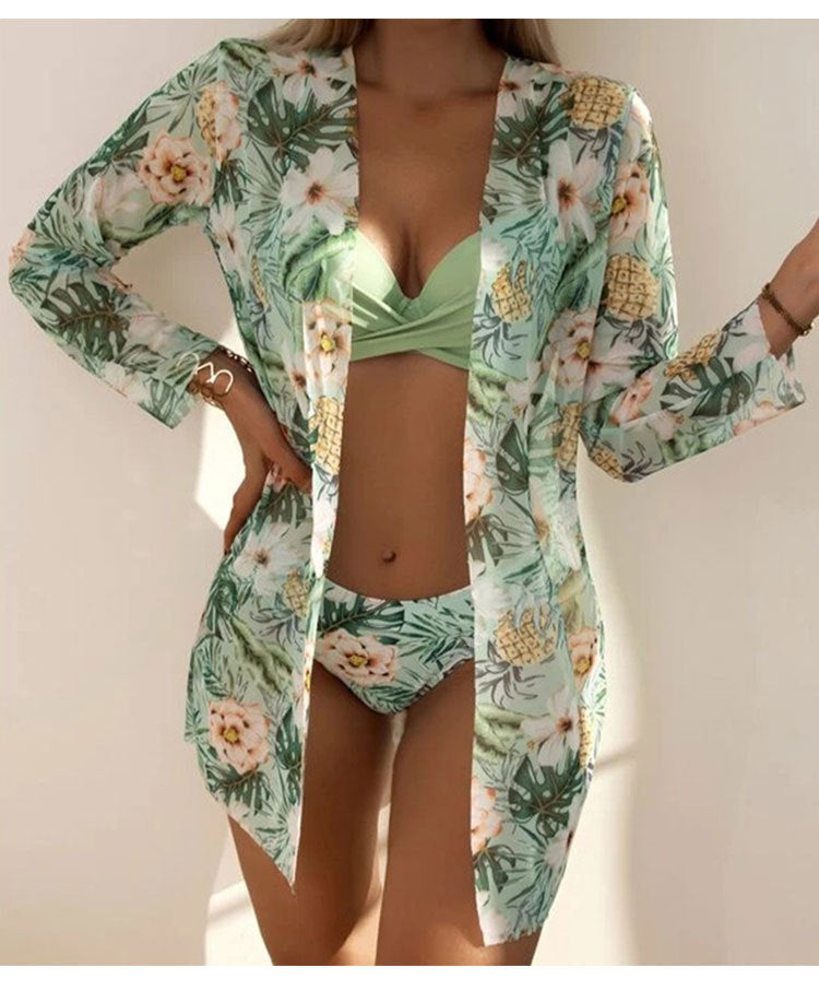Damen geraffte Strandüberjacke mit floralem Muster R&B