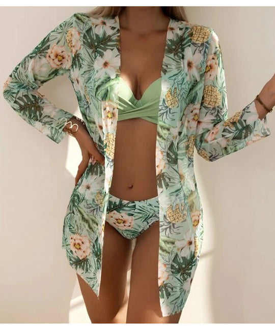 Damen geraffte Strandüberjacke mit floralem Muster R&B