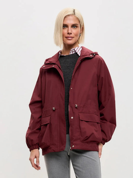 Damen leichte Windbreaker-Jacke mit verstellbarem Bund und praktischen Taschen R&B
