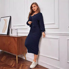 Damen Strick-Outfit mit Knopfleiste und Bündchen R&B