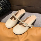 Damen Mules mit eleganter Perlenapplikation und süßem Schleifendetail EB