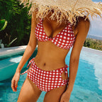 Damen Bikini-Set mit verspieltem Knoten und hoch taillierter Hose R&B