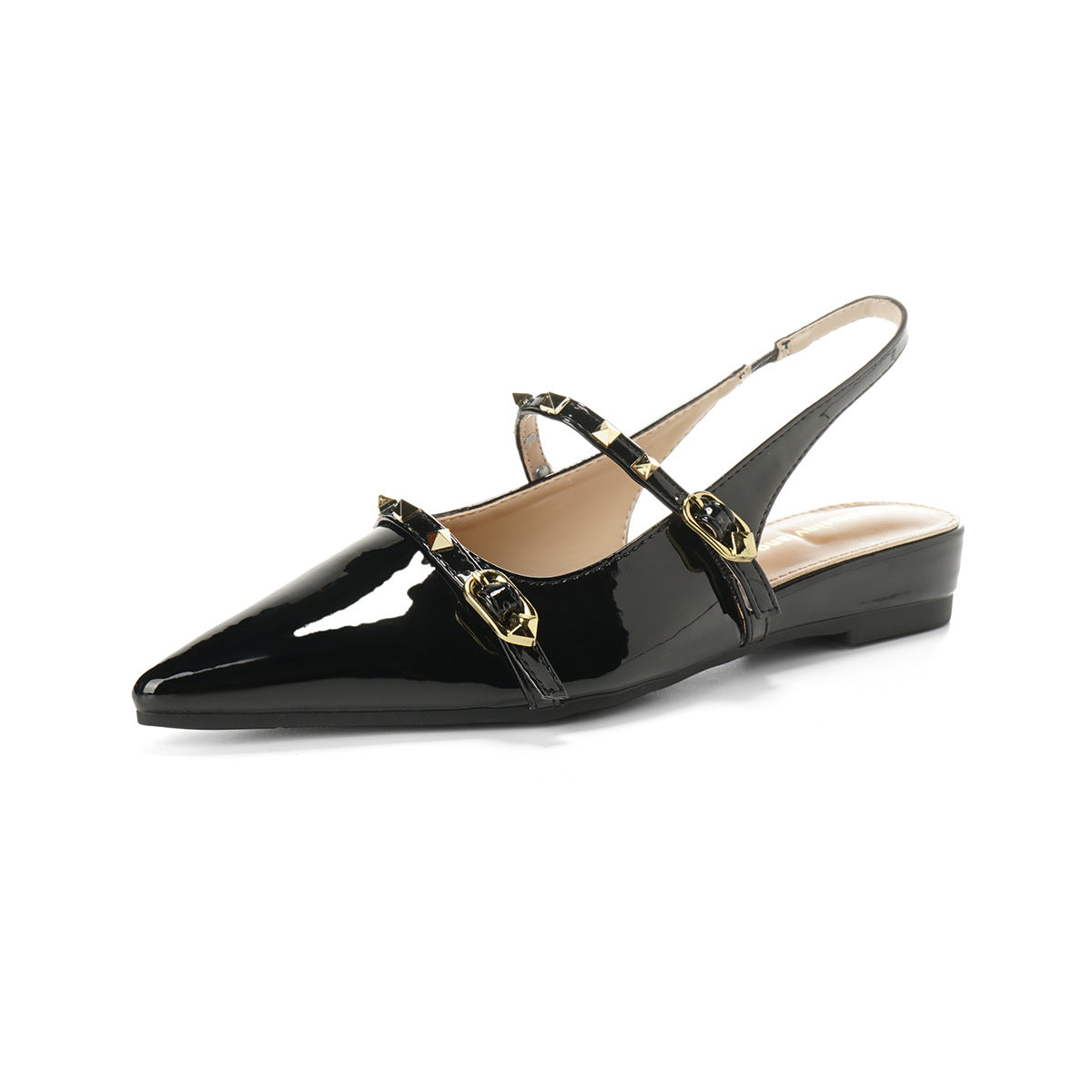 Damen elegante Slingback-Pumps mit modischem Riemendesign und glänzendem Akzent