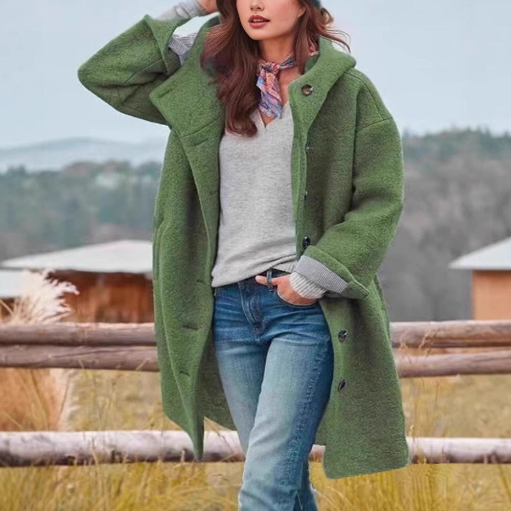 Damen lässiger Oversized-Fleece-Mantel mit praktischen Taschen R&B