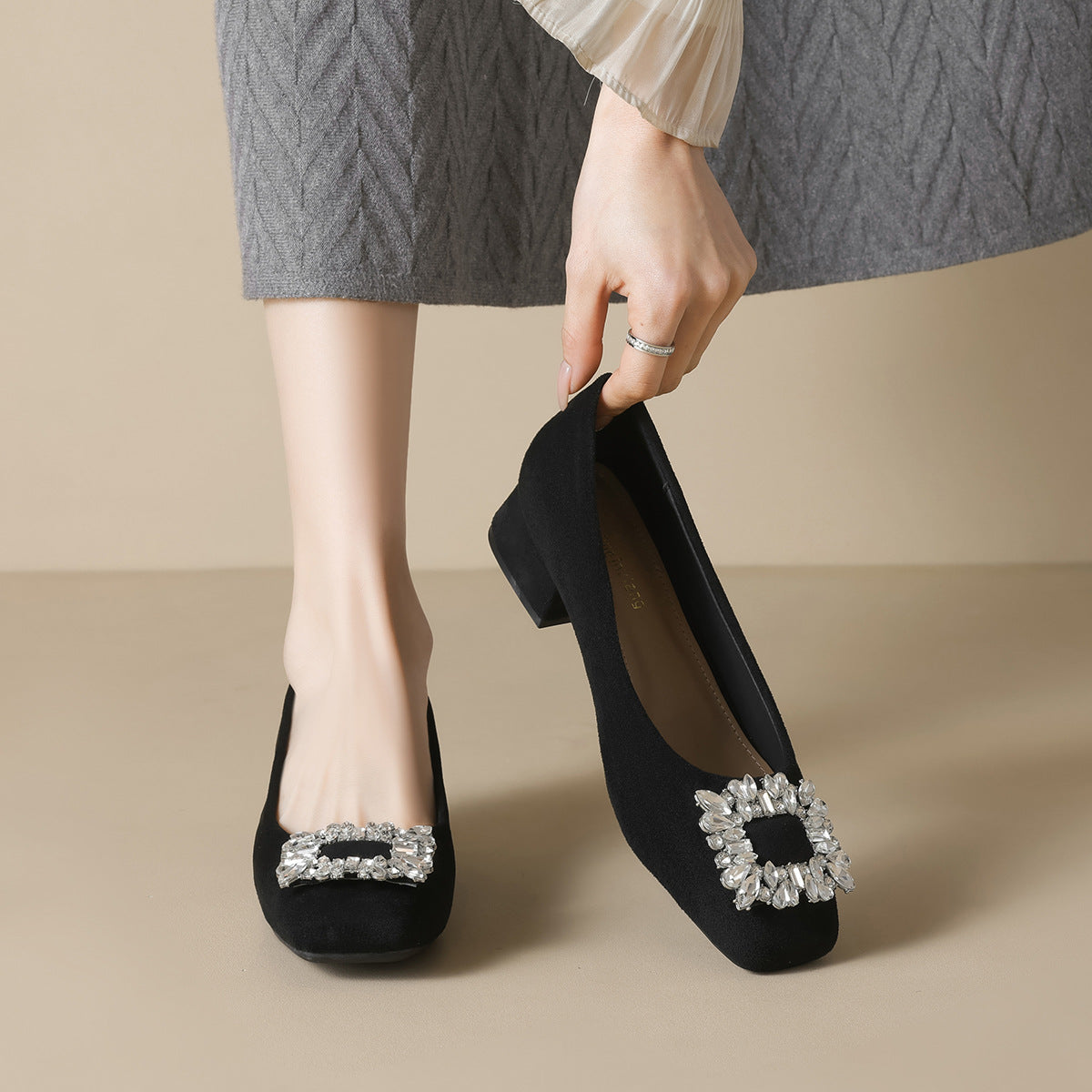 Damen Ballerinas mit funkelnder Strass-Applikation