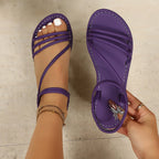 Damen Sandalen mit elegantem Cross-Riemendesign und bequemer Laufsohle R&B