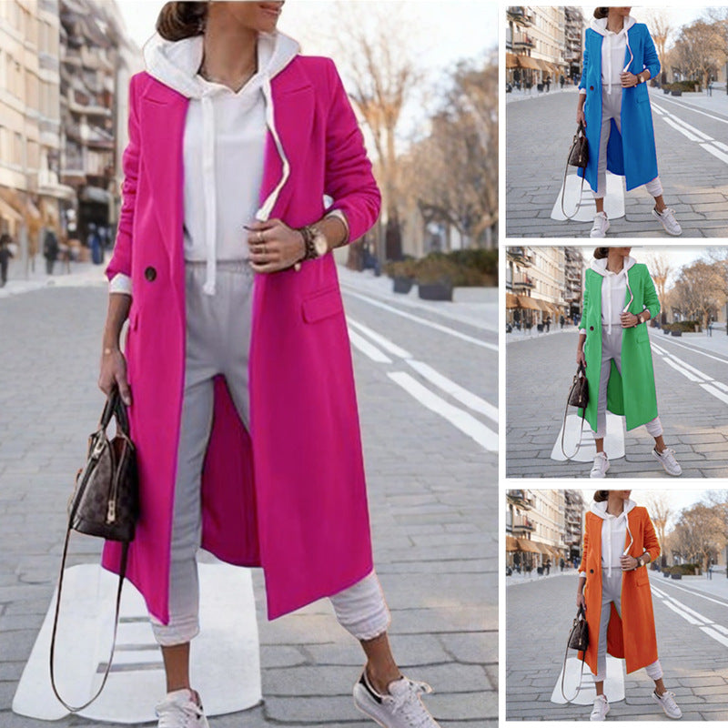 Damen eleganter trenchcoat mit Kapuze R&B