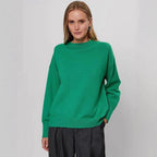 Damen weicher Strickpullover mit lässigem Schnitt und hochgeschlossenem Hals R&B