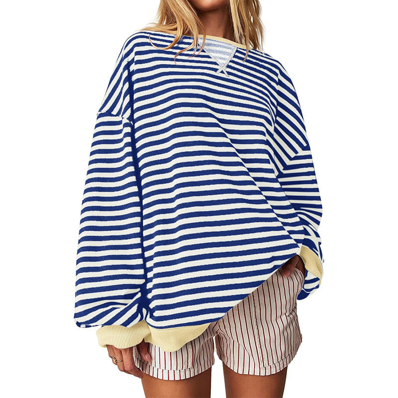 Damen Bequeme Streifenpulli mit Raglanärmeln und elastischen Bündchen R&B