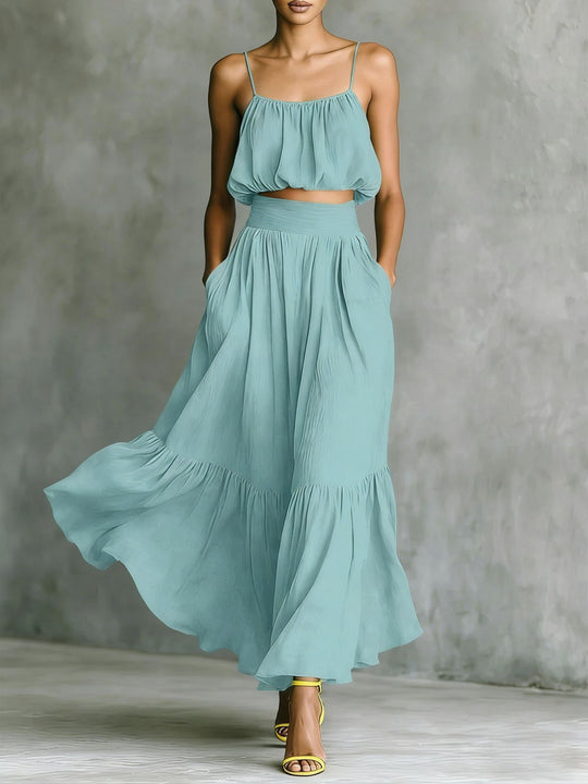 Damen Sommerliches Zweiteiler-Kleid mit fließendem Schnitt und praktischen Taschen R&B